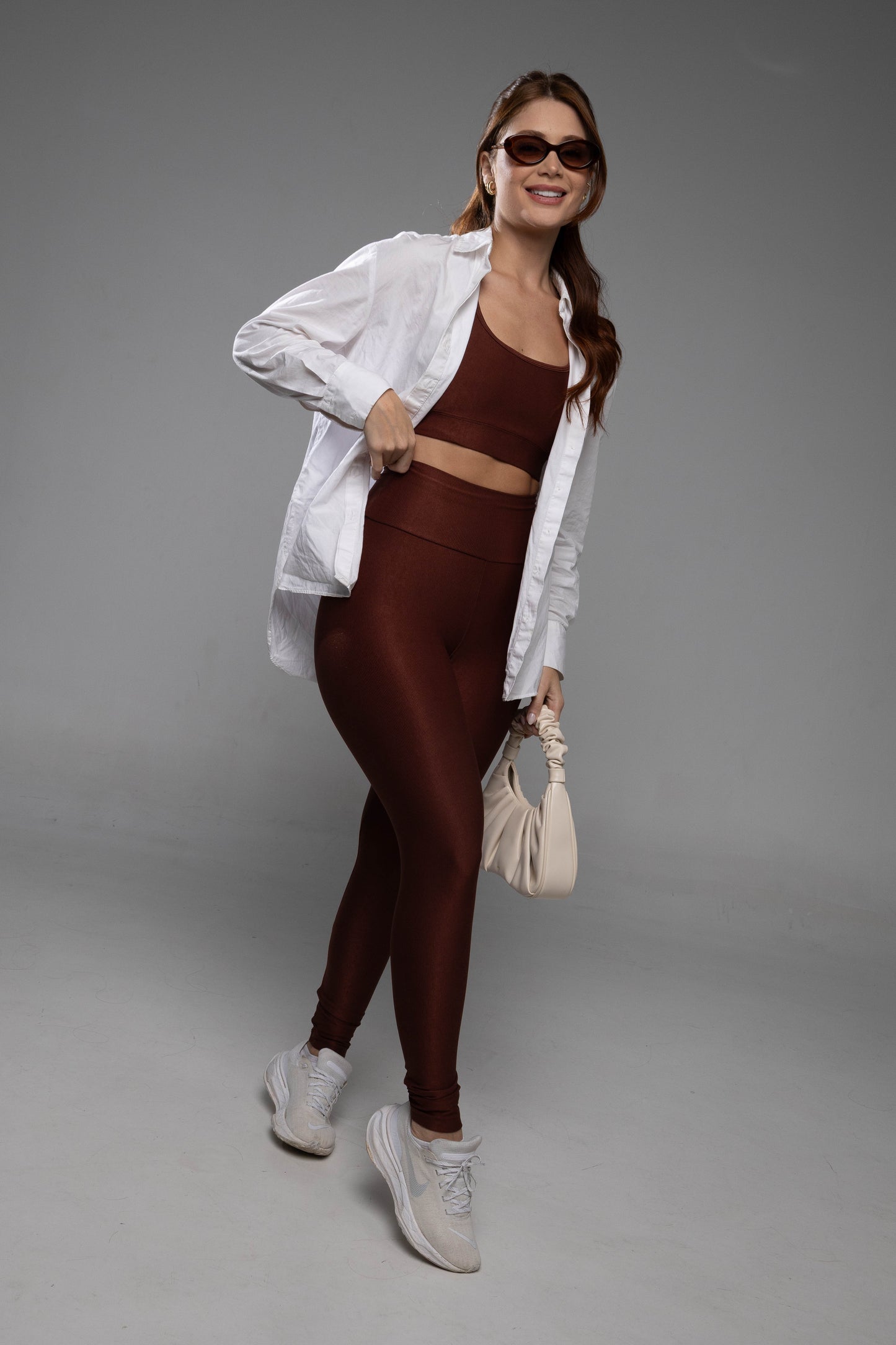 Legging marrom cintura alta