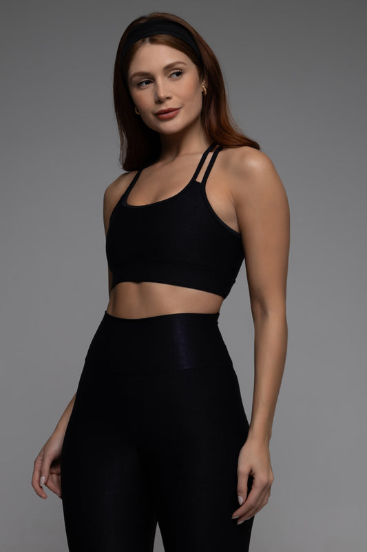 Top Tiras Diana Lumière preto