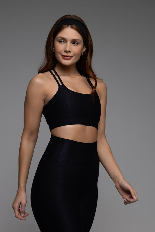 Top Tiras Diana Lumière preto